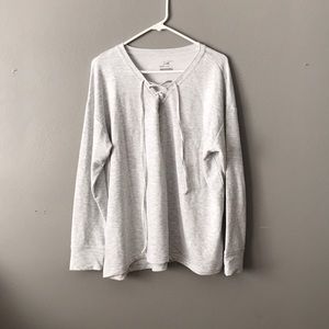 Gray active lace up hoodie